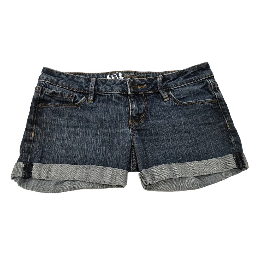 Bullhead Dark Washed Denim Cuffed Jean Shorts